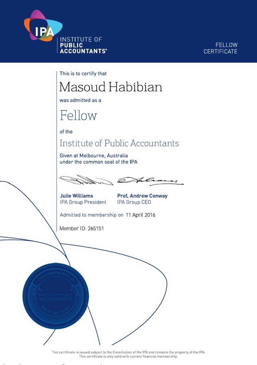 Certificate Fellow- FIPA