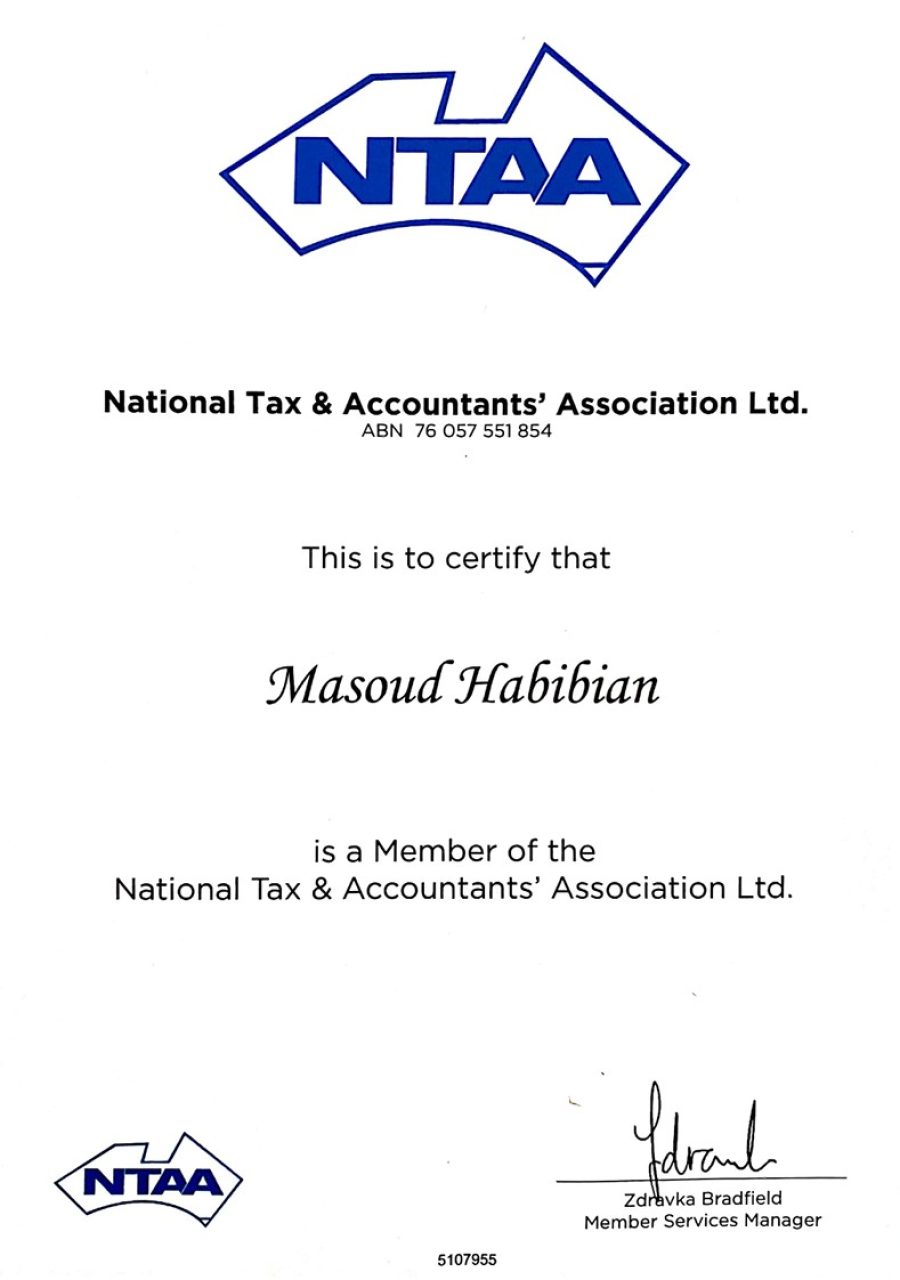 MasoudH-NTAA Member Certificate