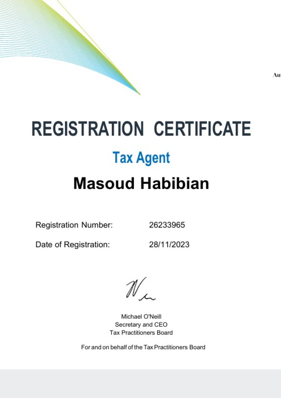 Tax Agent Certificate - Masoud
